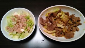 肉野菜炒め・ツナサラダ